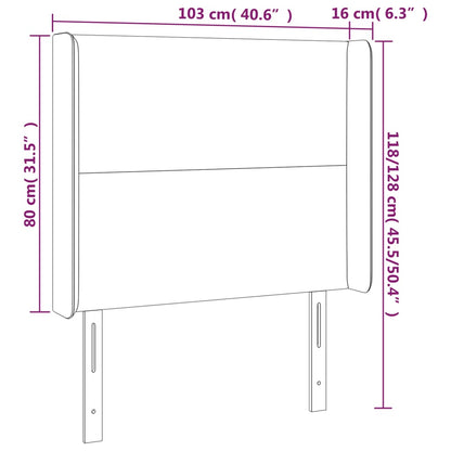 Sänggavel LED rosa 103x16x118/128 cm sammet