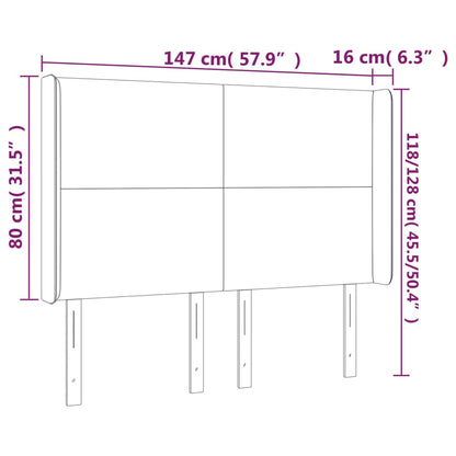 Sänggavel LED blå 147x16x118/128 cm sammet