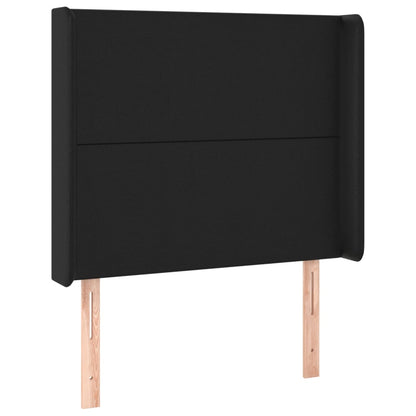 Sänggavel LED svart 93x16x118/128 cm konstläder