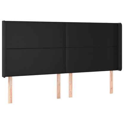 Sänggavel LED svart 183x16x118/128 cm konstläder