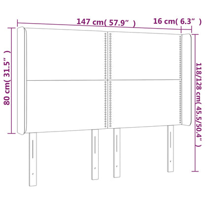 Sänggavel LED taupe 147x16x118/128 cm tyg