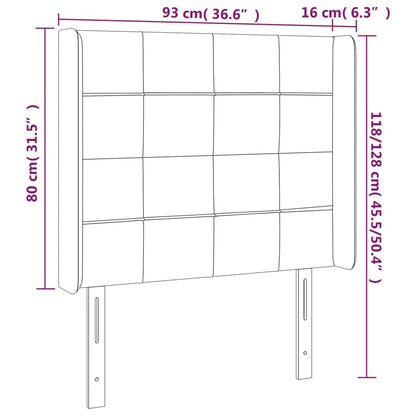 Sänggavel LED taupe 93x16x118/128 cm tyg