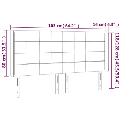 Sänggavel LED blå 163x16x118/128 cm sammet