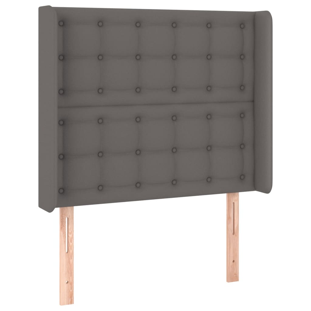 Sänggavel LED grå 93x16x118/128 cm konstläder