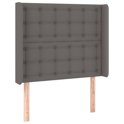 Sänggavel LED grå 93x16x118/128 cm konstläder