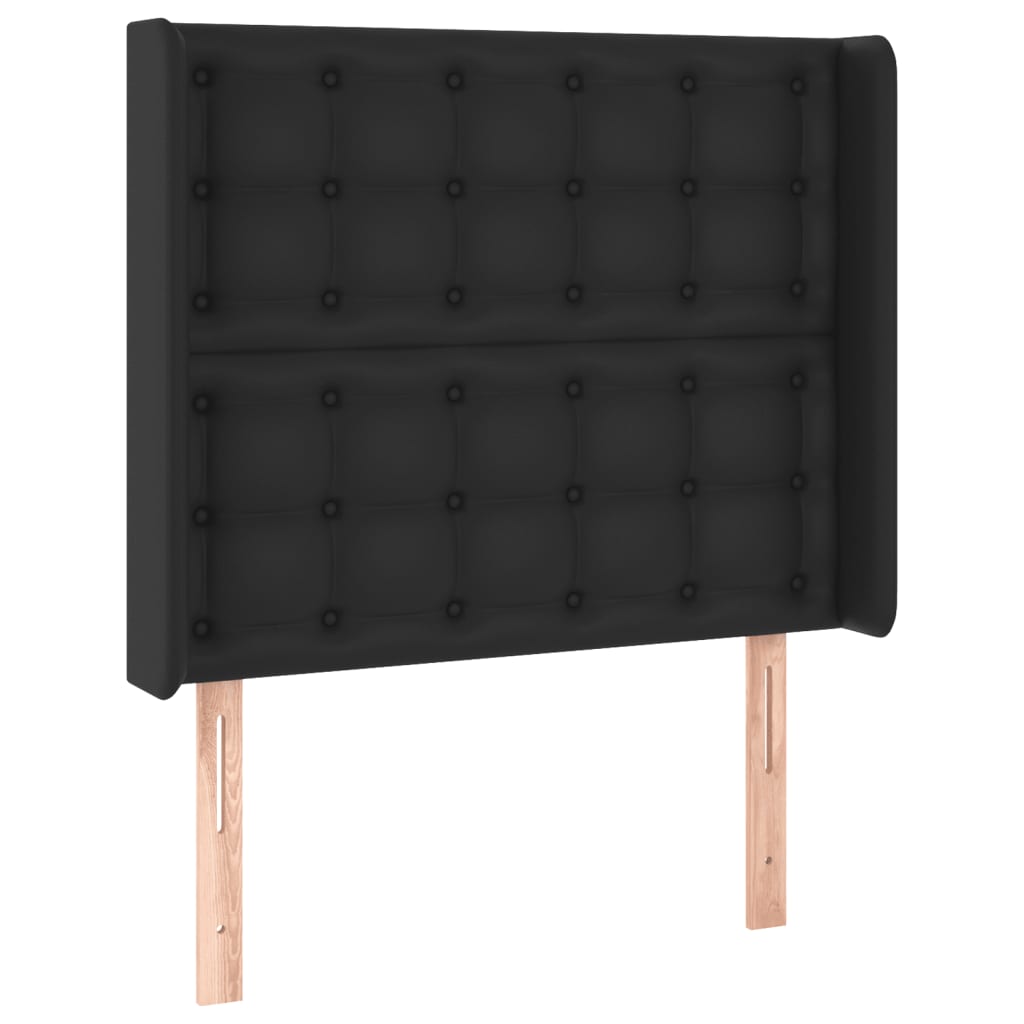 Sänggavel LED svart 103x16x118/128 cm konstläder