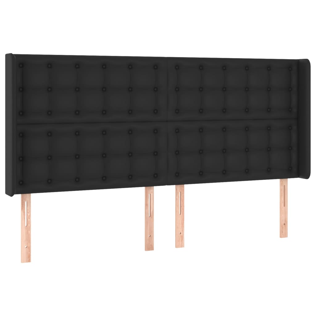 Sänggavel LED svart 183x16x118/128 cm konstläder