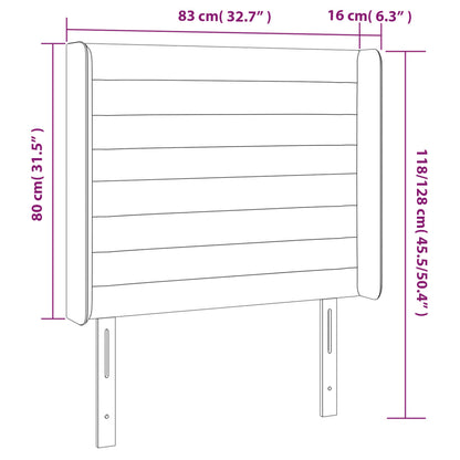 Sänggavel LED taupe 83x16x118/128 cm tyg