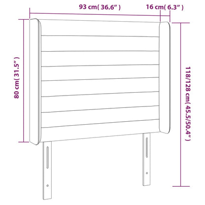 Sänggavel LED mörkgrå 93x16x118/128 cm tyg