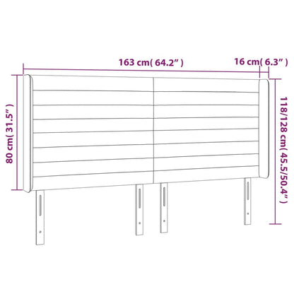 Sänggavel LED taupe 163x16x118/128 cm tyg