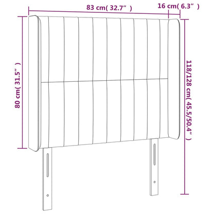 Sänggavel LED mörkgrå 83x16x118/128 cm tyg