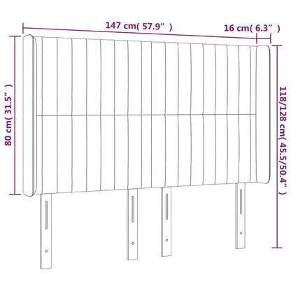 Sänggavel LED mörkbrun 147x16x118/128 cm tyg