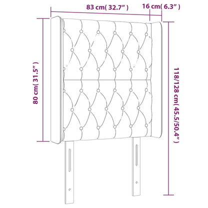 Sänggavel LED mörkgrå 83x16x118/128 cm tyg