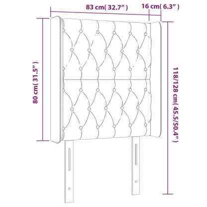 Sänggavel LED blå 83x16x118/128 cm tyg