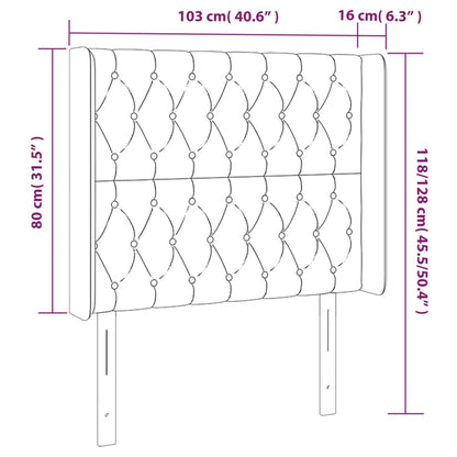 Sänggavel LED mörkbrun 103x16x118/128 cm tyg