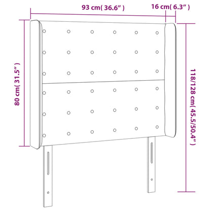 Sänggavel LED ljusgrå 93x16x118/128 cm tyg