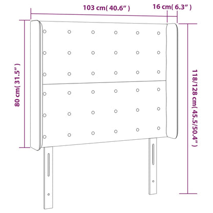 Sänggavel LED rosa 103x16x118/128 cm sammet