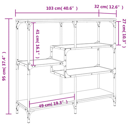 Avlastningsbord rökfärgad ek 103x32x95 cm konstruerat trä