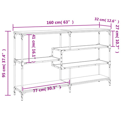 Konsolbord svart 160x32x95 cm konstruerat trä