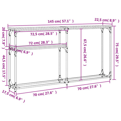 Konsolbord svart 145x22,5x75 cm konstruerat trä