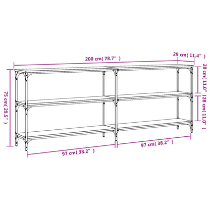 Konsolbord svart 200x29x75 cm konstruerat trä