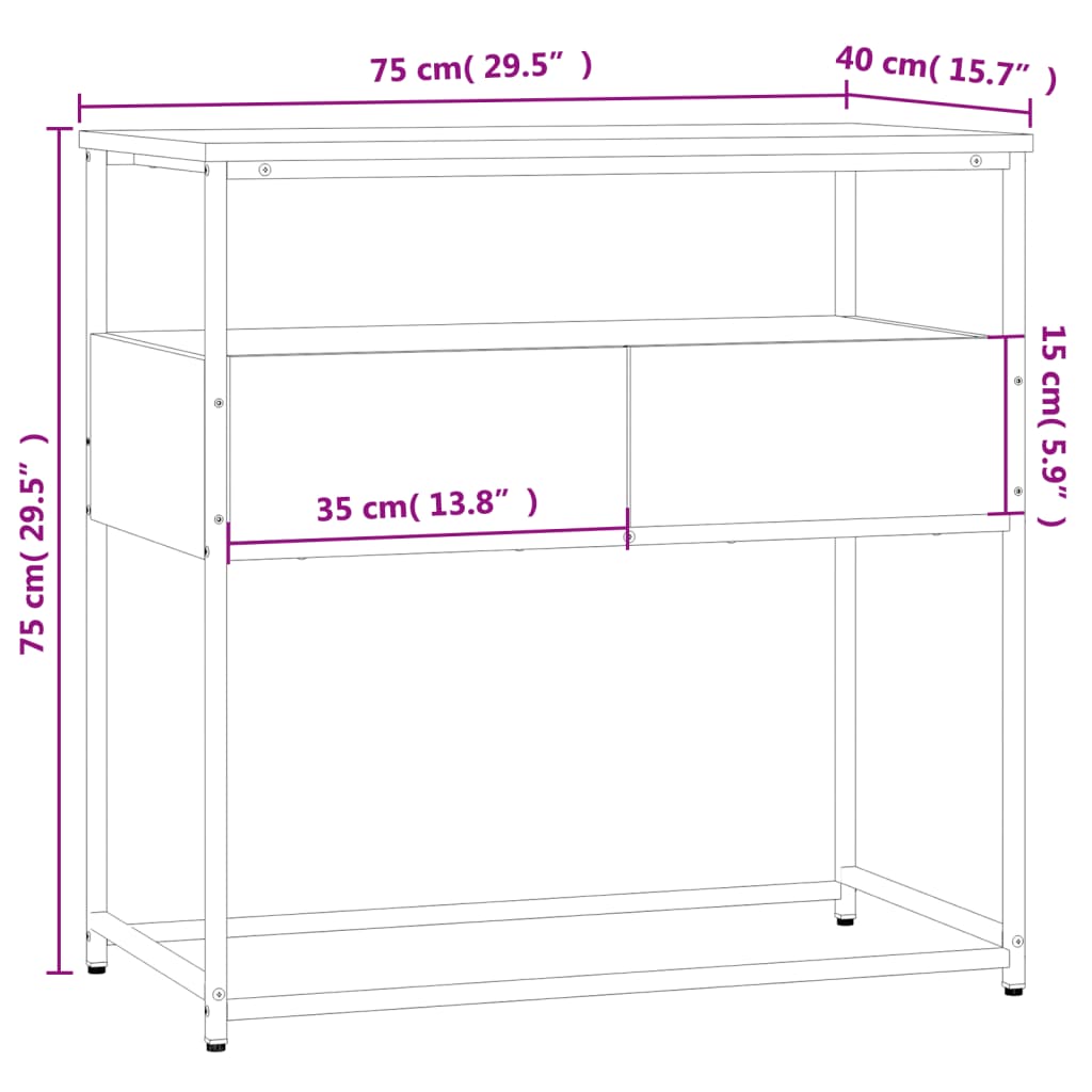 Avlastningsbord svart 75x40x75 cm konstruerat trä