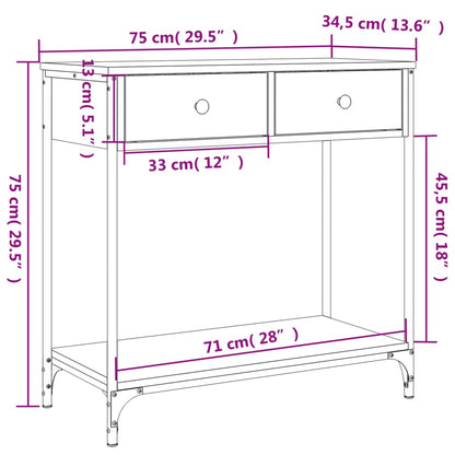 Konsolbord svart 75x34,5x75 cm konstruerat trä