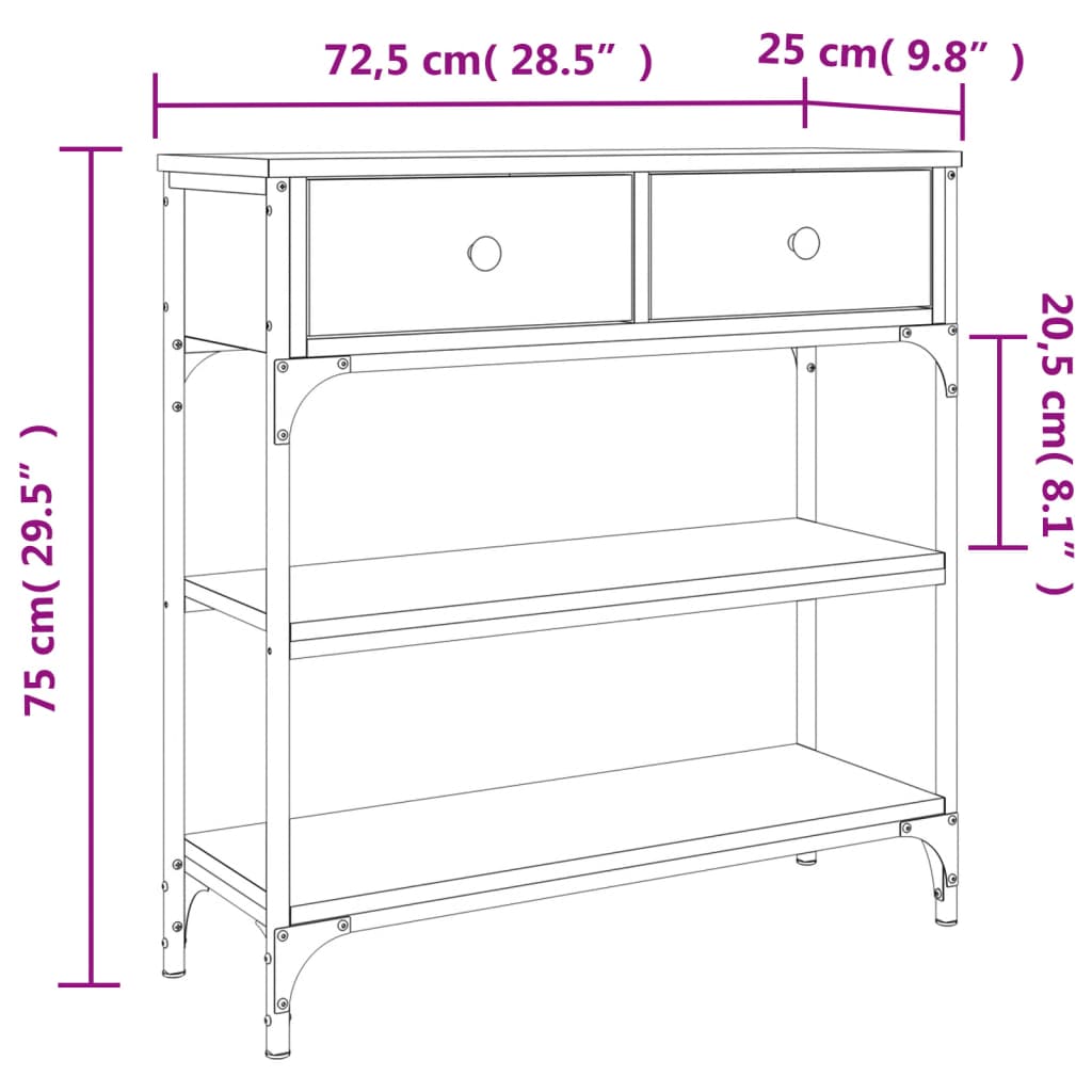 Avlastningsbord svart 72,5x25x75 cm konstruerat trä