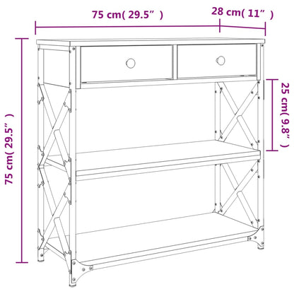 Avlastningsbord brun ek 75x28x75 cm konstruerat trä