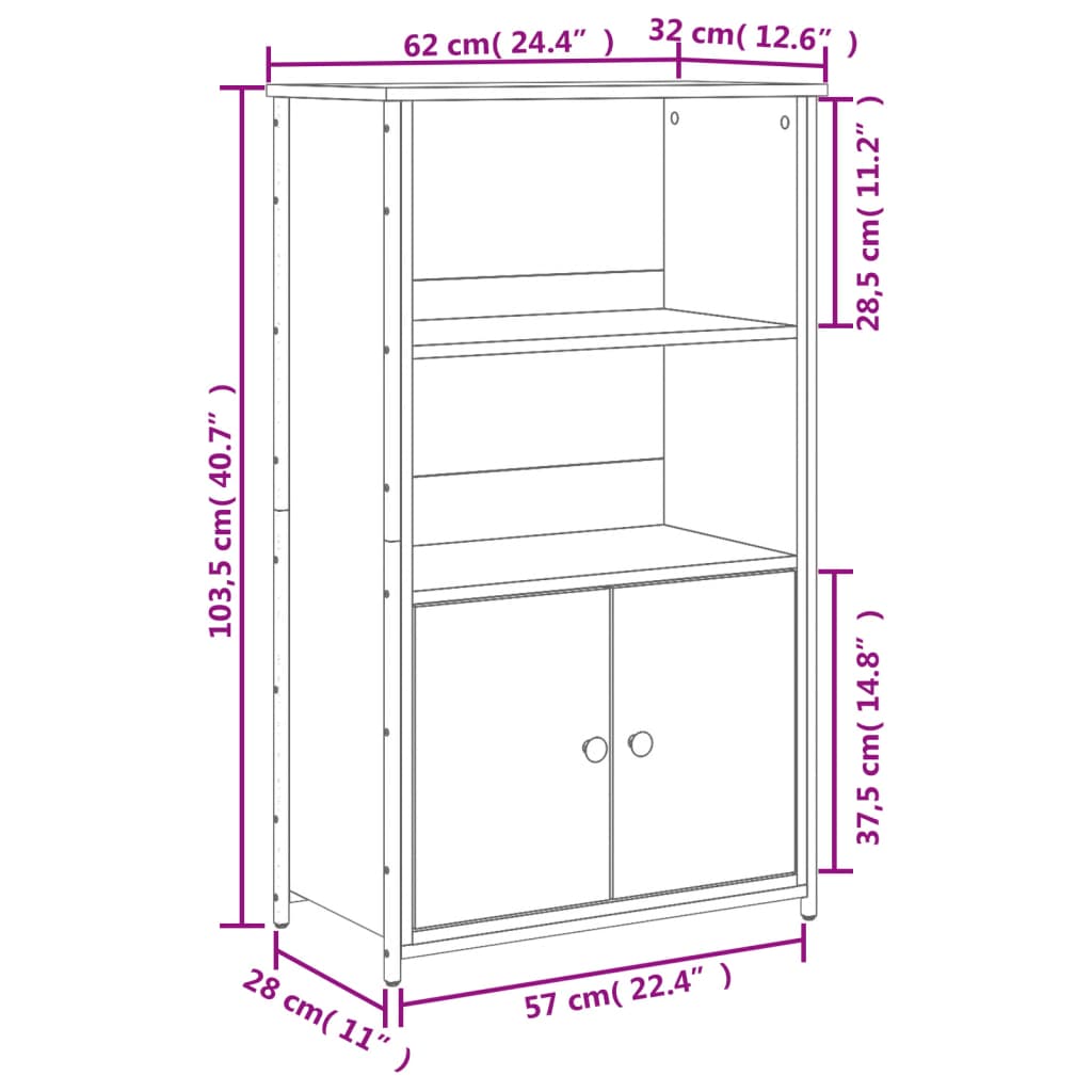 Skåp svart 62x32x103,5 cm konstruerat trä