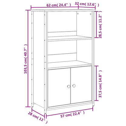 Skåp rökfärgad ek 62x32x103,5 cm konstruerat trä