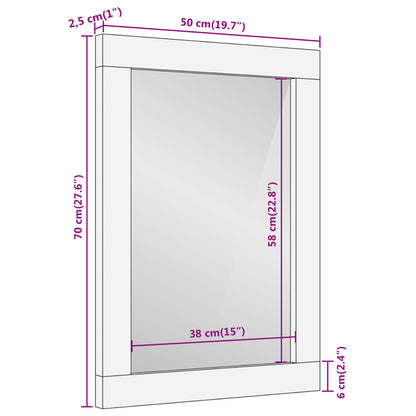 Badrumsspegel 50x70x2,5 cm massivt akaciaträ och glas