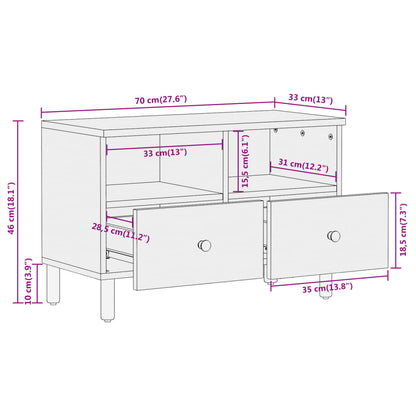 Tv-bänk 70x33x46 cm massivt mangoträ