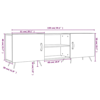 Tv-bänk vit 150x30x50 cm konstruerat trä