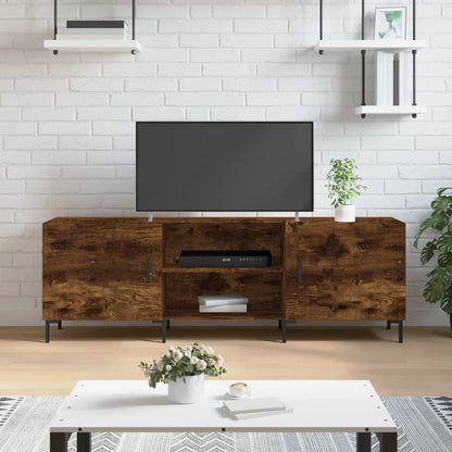 Tv-bänk rökfärgad ek 150x30x50 cm konstruerat trä