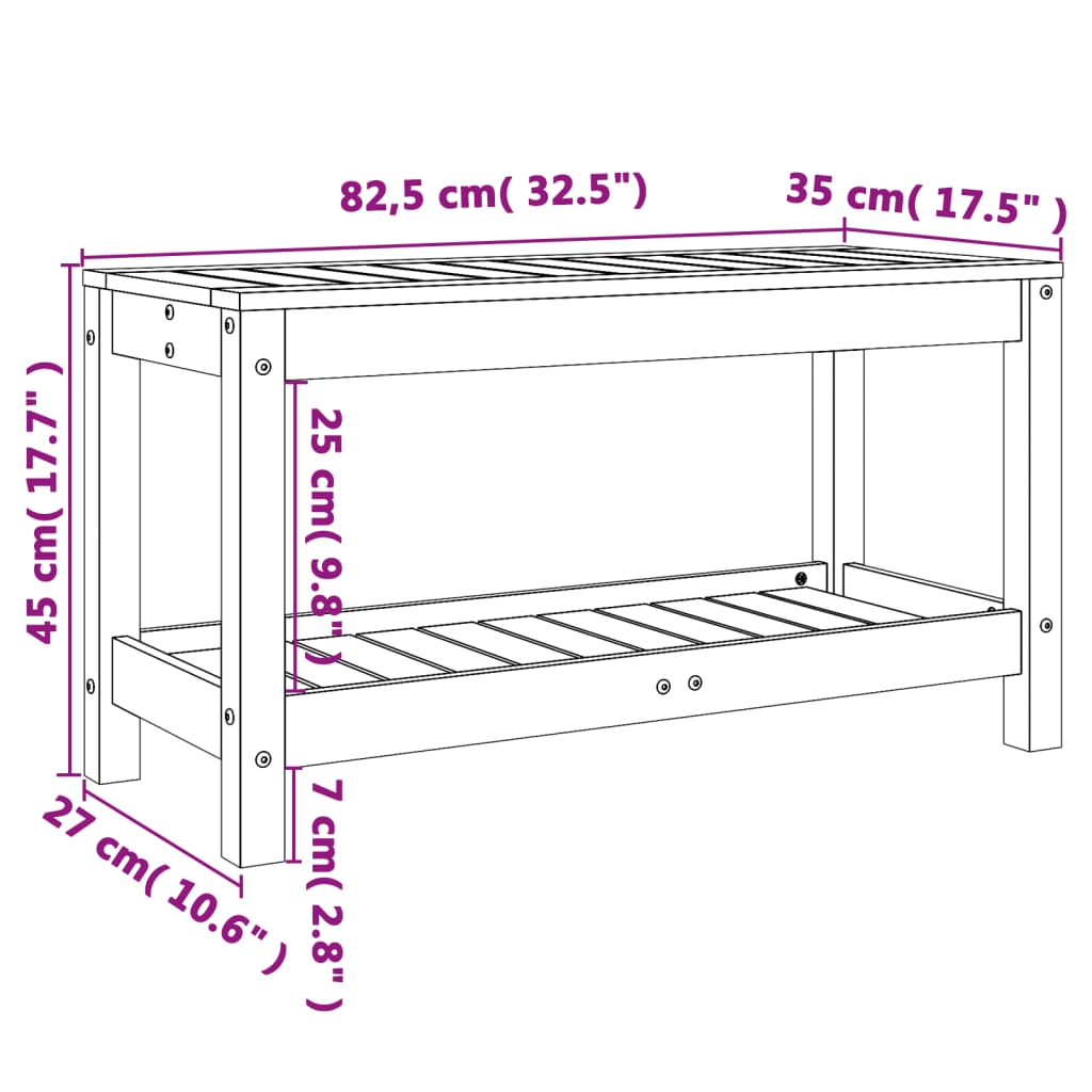 Trädgårdsbänk vit 82,5x35x45 cm massiv furu