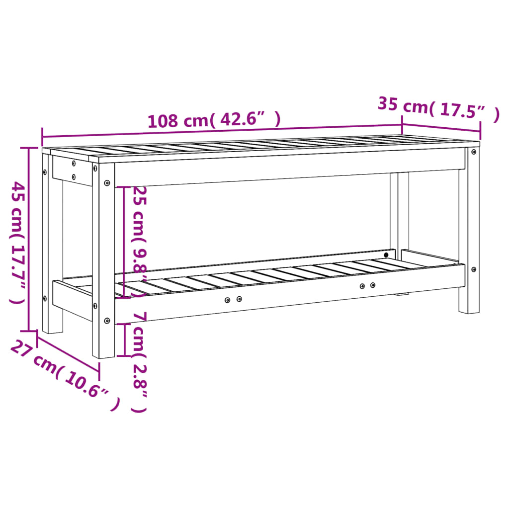 Trädgårdsbänk 108x35x45 cm massiv furu