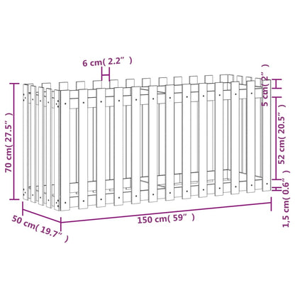 Odlingslåda med staket-design 150x50x70 cm massivt douglasträ