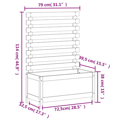 Odlingslåda med spaljé 79x39,5x114 cm massiv furu