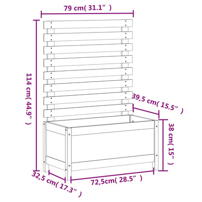 Odlingslåda med spaljé vit 79x39,5x114 cm massiv furu