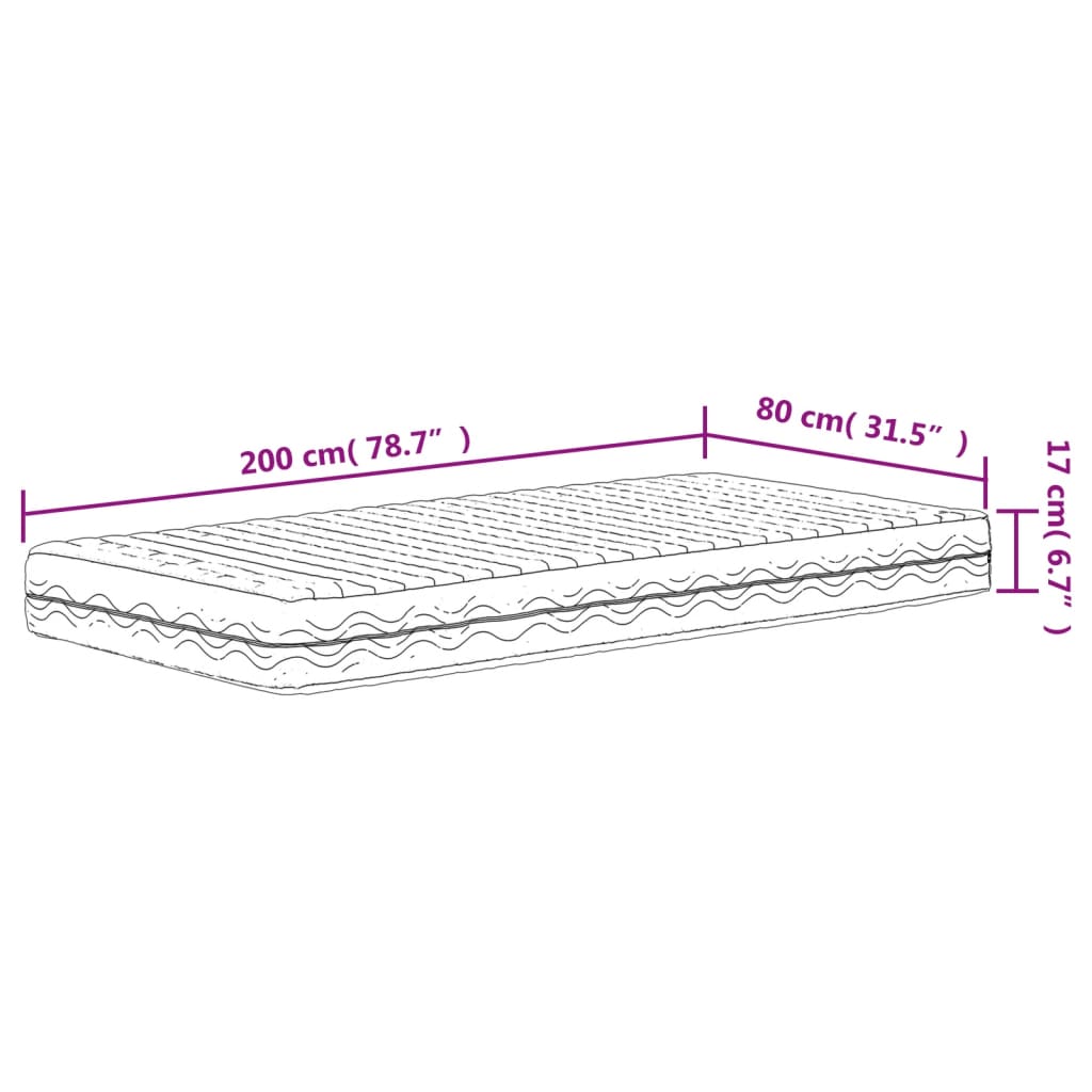 Skummadrass vit 80x200 cm hårdhet H2 H3