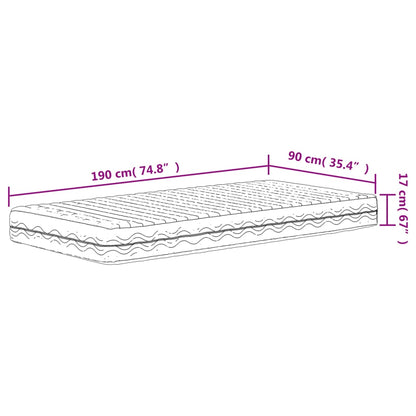 Skummadrass vit 90x190 cm hårdhet H2 H3