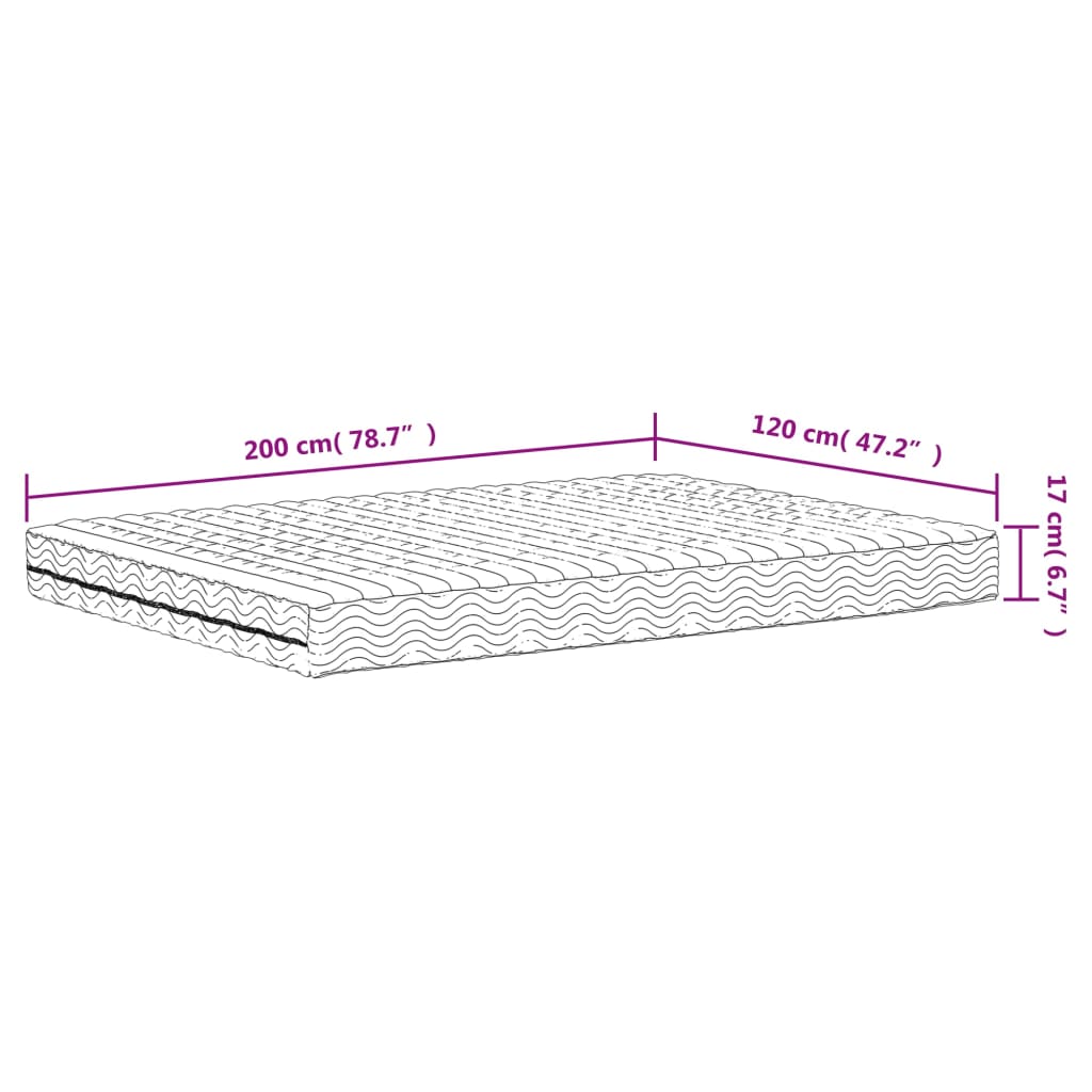 Skummadrass vit 120x200 cm hårdhet H2 H3