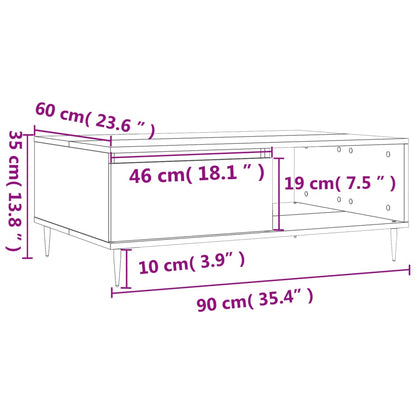 Soffbord vit 90x60x35 cm konstruerat trä