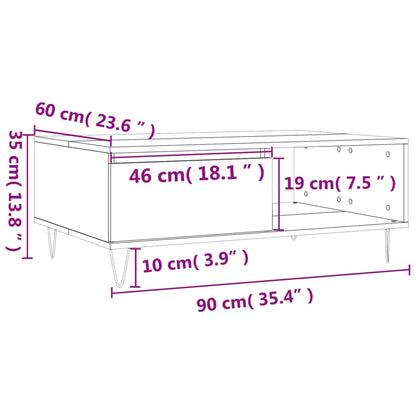 Soffbord vit 90x60x35 cm konstruerat trä