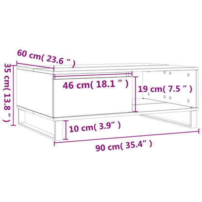 Soffbord vit 90x60x35 cm konstruerat trä