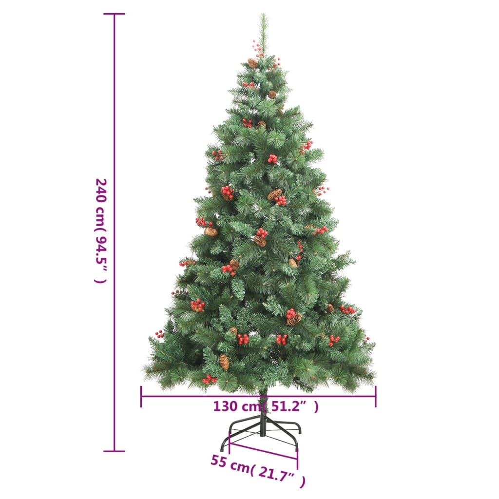 Plastgran med kottar och röda bär gångjärn 240 cm