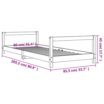 Sängram för barnsäng vit 80x200 cm massiv furu