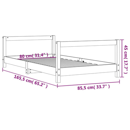 Sängram för barnsäng vit 80x160 cm massiv furu