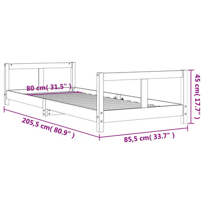 Sängram för barnsäng vit 80x200 cm massiv furu